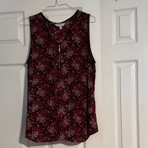 Elegant Burgundy Floral Sleeveless Top